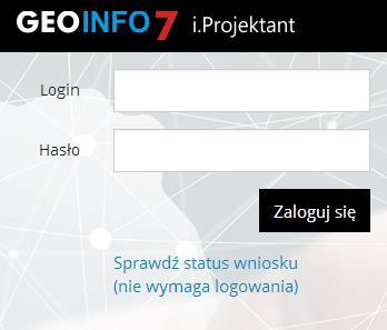 Działanie modułu GEO-INFO i.projektant Logowanie Aby móc korzystać z modułu GEO-INFO i.