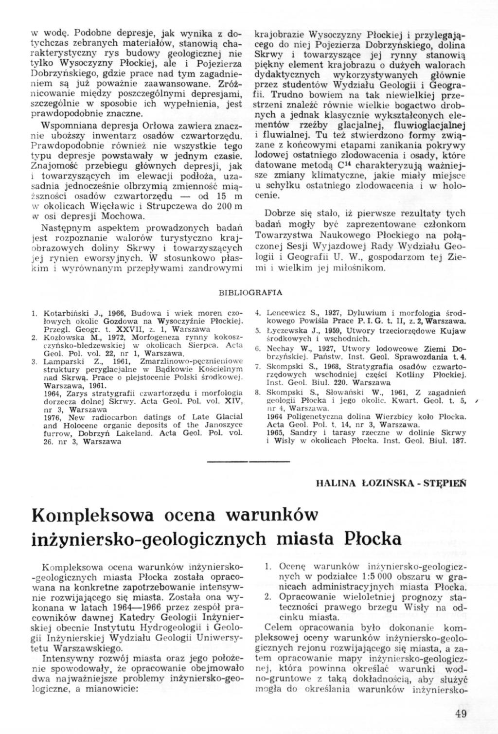 w wodę.