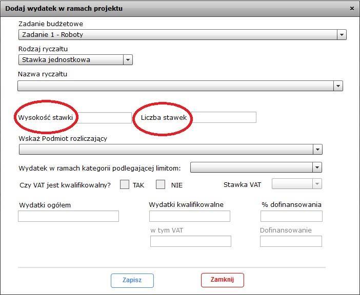Rodzaj ryczałtu należy wskazać rodzaj ryczałtu poprzez wybór wartości z listy rozwijanej.