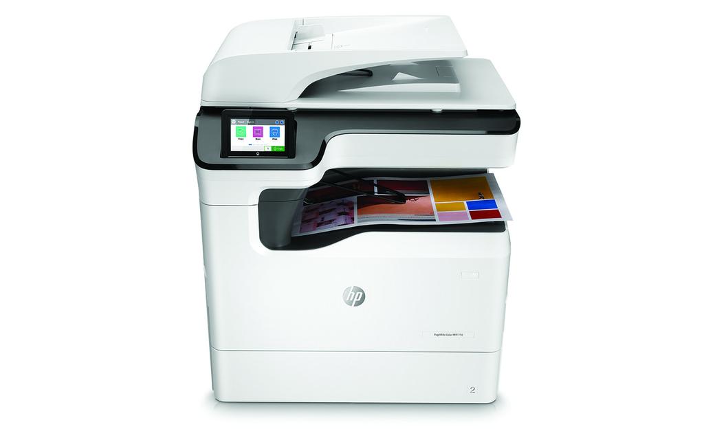 Dane techniczne Kolorowe urządzenie wielofunkcyjne HP PageWide 774dn Nowa era taniego druku w kolorze, z wysoką wydajnością i mocnymi zabezpieczeniami Biznes działa szybko z urządzeniami HP