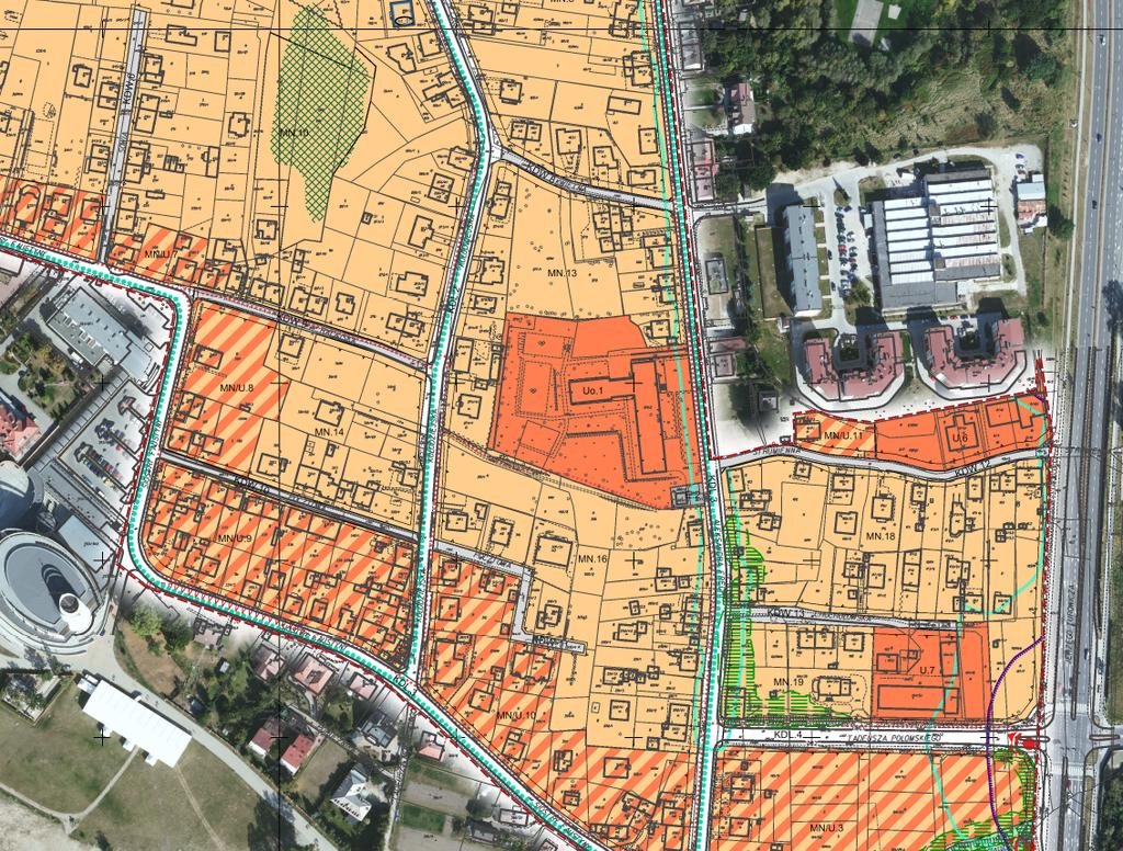 (w formie graficznej przedstawione na planszy K3 Studium) Obszar nie jest objęty żadnymi szczególnymi wskazaniami; W zakresie komunikacji: (w formie graficznej przedstawione na planszy K4 Studium)