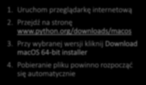 Przy wybranej wersji kliknij Download macos 64-bit