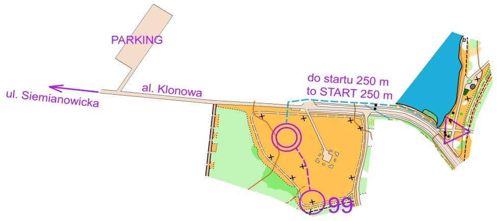 Start oddalony jest od Centrum Zawodów o 250 m. Dobieg z przedstartu do startu 80 m. W Parku jest kilka obiektów typu stadion, skansen, restauracje, wymagające dojazdu.