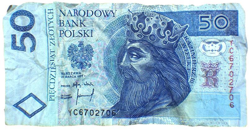 8) Podklejenie Banknoty z taśmą klejącą zakrywającą powierzchnię o