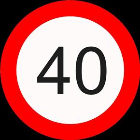 24. Widząc ten znak kierujący rowerem: A. powinien jechać z prędkością powyżej 40 km/h, B.