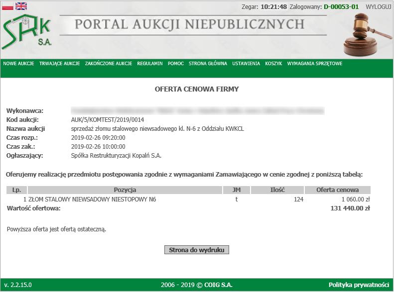 Oferta cenowa- podgląd raportu Dla każdego raportu wybór przycisku