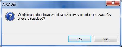 Opis elementów programu Po zaznaczeniu typów lub folderów aktywne stają się przyciski przerzutu, znajdujące się pomiędzy bibliotekami. Kopiuj wszystko do Biblioteki projektu Biblioteki projektu.