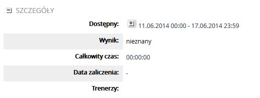 Rysunek 63 Widok na "Szczegóły" Poniżej statystyki zbiorczej ścieżki szkoleniowej znajduje się lista