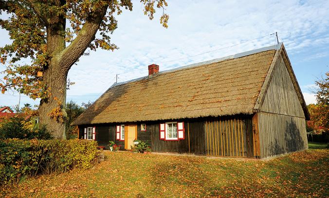 : domy podcieniowe z budynkami gospodarczymi i zielenią przydomową, zagrody holenderskie, domy rybackie i letniskowe, domy wiejskie powstałe w tradycyjnych formach w II poł. XVIII w.