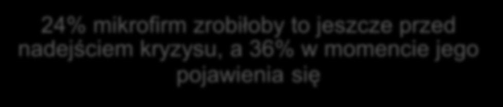 działania przed wystąpieniem kryzysu Głównie były to firmy zatrudniające 2-9 pracowników oraz firmy kładące