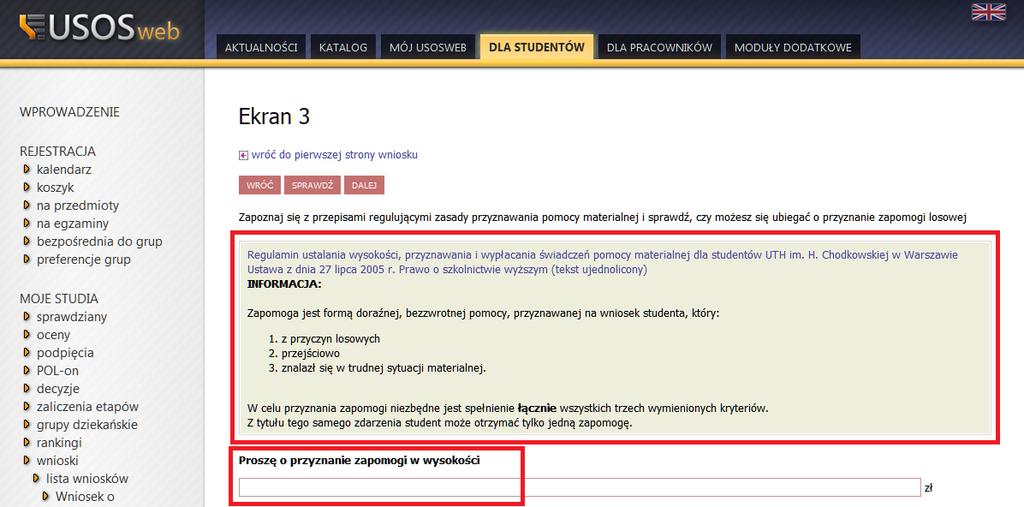 Ekran 3 Jeżeli wszystko się zgadza przechodzimy do ekranu 3, który zawiera informację