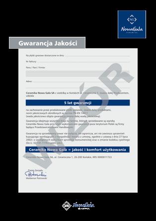 wykonawcę robót montażowych (brak tego typu dokumentów traktowany będzie jako montaż własny ). 4. Okres gwarancji liczony jest od daty zakupu produktu. Z gwarancji wyłączone są: 1.