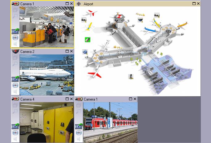 140 pl Interfejs użytkownika Bosch Video Management System Wyświetla różną liczbę okien Okienko obrazu. Można wyświetlić minimum 1 okienko obrazu.