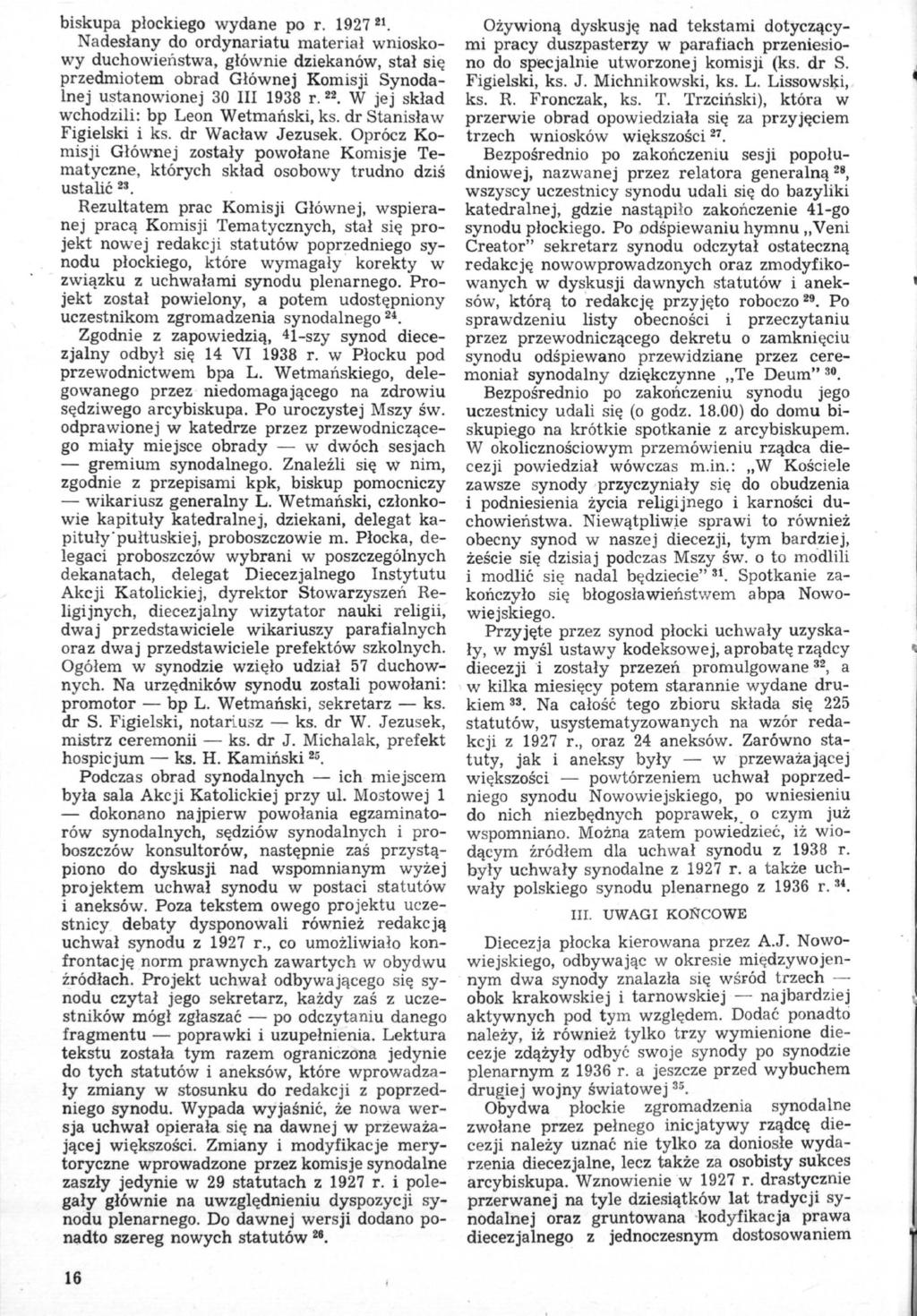biskupa płockiego wydane po r.
