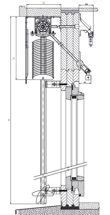 1.1. Informacje techniczne dla żaluzji fasadowych z lamelami C-80 Przekrój pionowy Oznaczenia: H- wysokość żaluzji V - wysokość pakietu G - głębokość blachy osłonowej (min.
