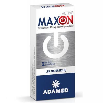 MAXON ACTIVE 2 tabletki powlekane Cena: 12,93 PLN Opis słownikowy Producent Rodzaj rejestracji ADAMED Lek Opis produktu Opis MAXON ACTIVE 2 tabletki powlekane (Sildenafil) Wskazania Lek Maxon Active