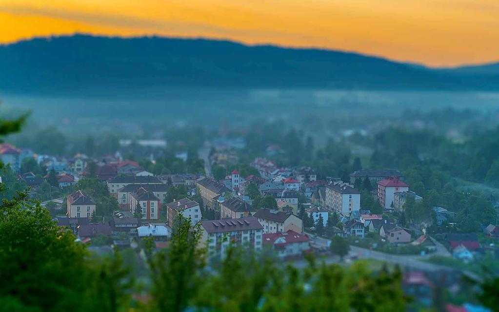 Ustrzyki Dolne o poranku Ustrzyki Dolne ráno