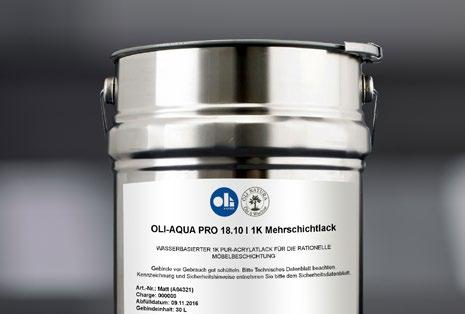 JAKOŚĆ POWIERZCHNI Nowy, wielowarstwowy lakier "OLI-AQUA PRO M 18:10 I 1K" wypada najlepiej wśród nowoczesnych lakierów wodnych pod względem jakości powierzchni i odporności na światło.