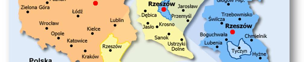 pl Jako jednostka administracyjna graniczy: od północy z miastem wojewódzkim Rzeszowem, na małym odcinku od zachodu (wzdłuż Wisłoka) z gminą Boguchwała, od zachodu z gminą Lubenia, od południa z