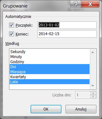 Program podczas konstruowania formuły zezwala na korzystanie z zakresów, które pobierają ten sam adres komórki z wielu arkuszy.