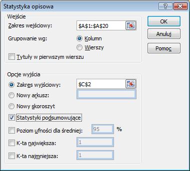 Po wybraniu tej opcji ukaże się okno, które po wpisaniu odpowiednich zakresów danych wygląda następująco (rys. 1)