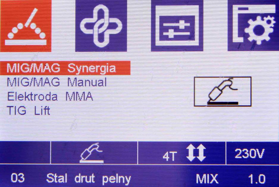 Wcisnąć przycisk A7 MENU, żeby poruszać się między poszczególnymi ikonami menu ; 2; 3 lub 4.