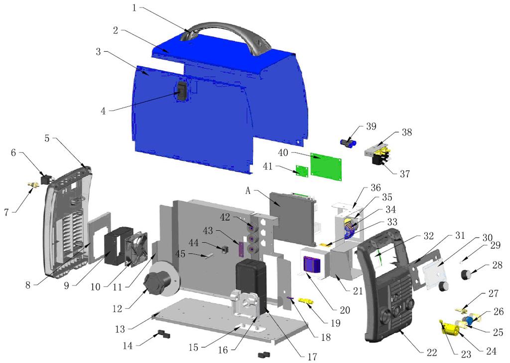 8. Spawanie MMA (elektroda otulona). Podłączyć przewód do spawania elektrodą i przewód masowy do gniazd A8 (+) oraz A2 (-) zgodnie z instrukcją dla danego typu elektrody (rys. ). 2.