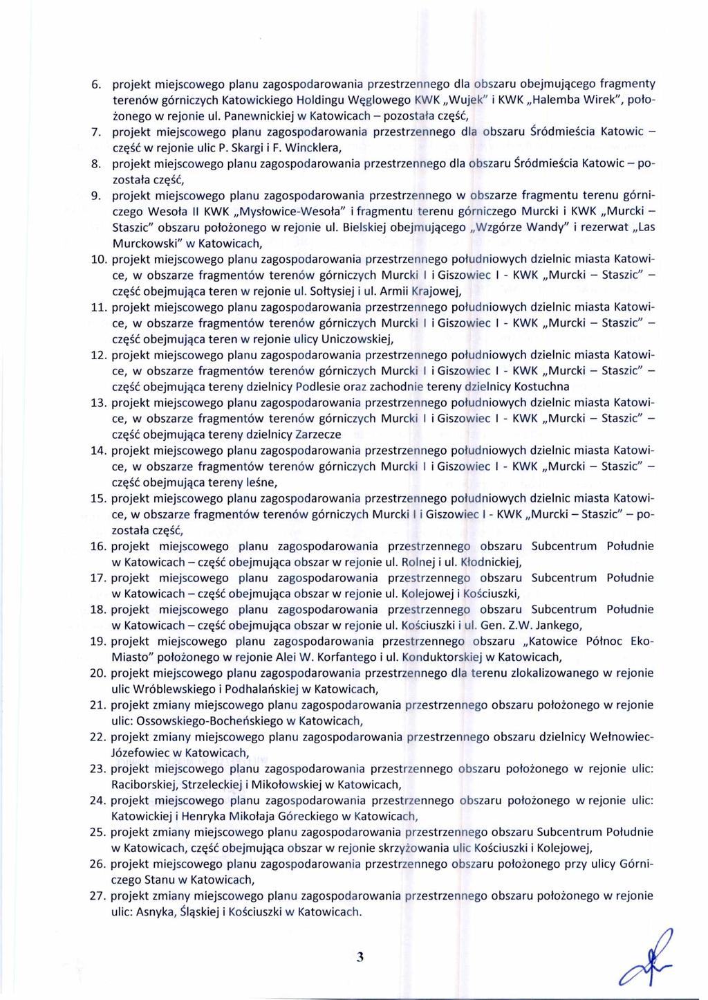 6. projekt miejscowego planu zagospodarowania przestrzennego dla obszaru obejmuj ą cego fragmenty terenów górniczych Katowickiego Holdingu W ę glowego KWK Wujek" i KWK Halemba Wirek", po łożonego w