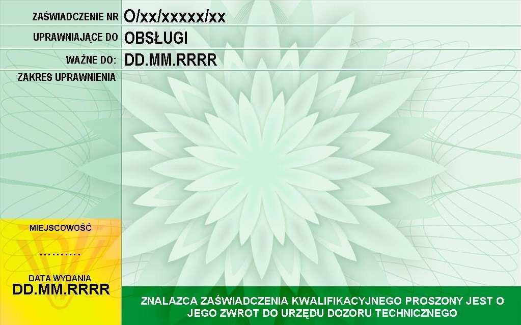 Dziennik Ustaw Poz. 08 Załącznik nr 2 WZÓR ZAŚWIADCZENIA KWALIFIKACYJNEGO I.