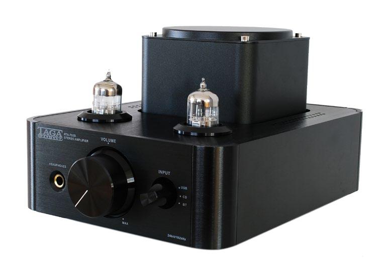 systemy stereo HTA-2000B z bluetooth Hybrydowy wzmacniacz Wejścia cyfrowe: 1 x Optyczne, 1 x Coaxial Wejścia analogowe: 1 x RCA stereo: CD, Line, AUX Moc wyjściowa: 2 x 100W, 8 Ω, Klasa A/B Lampy: 2