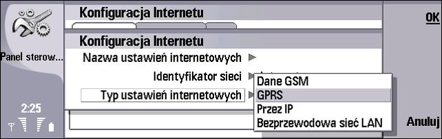 Wybierz kolejno: Pulpit Narzêdzia Panel ster. Po³±czenia Konfiguracja Internetu. 1 Zostanie wy wietlona lista istniej±cych PDI. Naci nij Nowy, aby utworzyæ nowy punkt dostêpu do internetu.