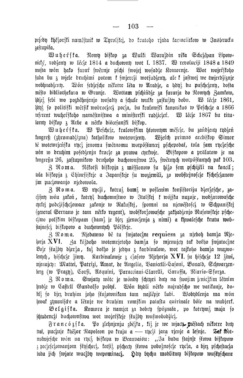 103 Prjeby khezorski natnestnif w Tyrolskcj, bo kcntoho rjada karmclitkow w JuSbrucku zastnpila. W u h ersk a.