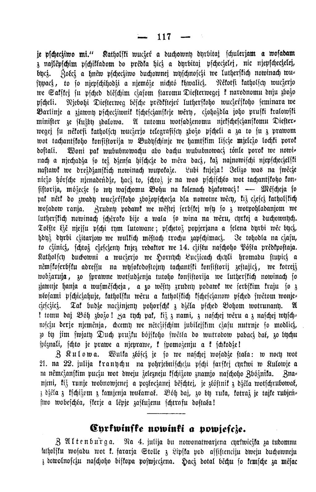 117 je pschectziwo m i." Katholski wuczer a duchowny dyrbitaj schulerjam a wosadam z najlepschim pschikkadom do predka hicz a dyrbitaj pscheczelej, nie njepschecjelej, bycz.