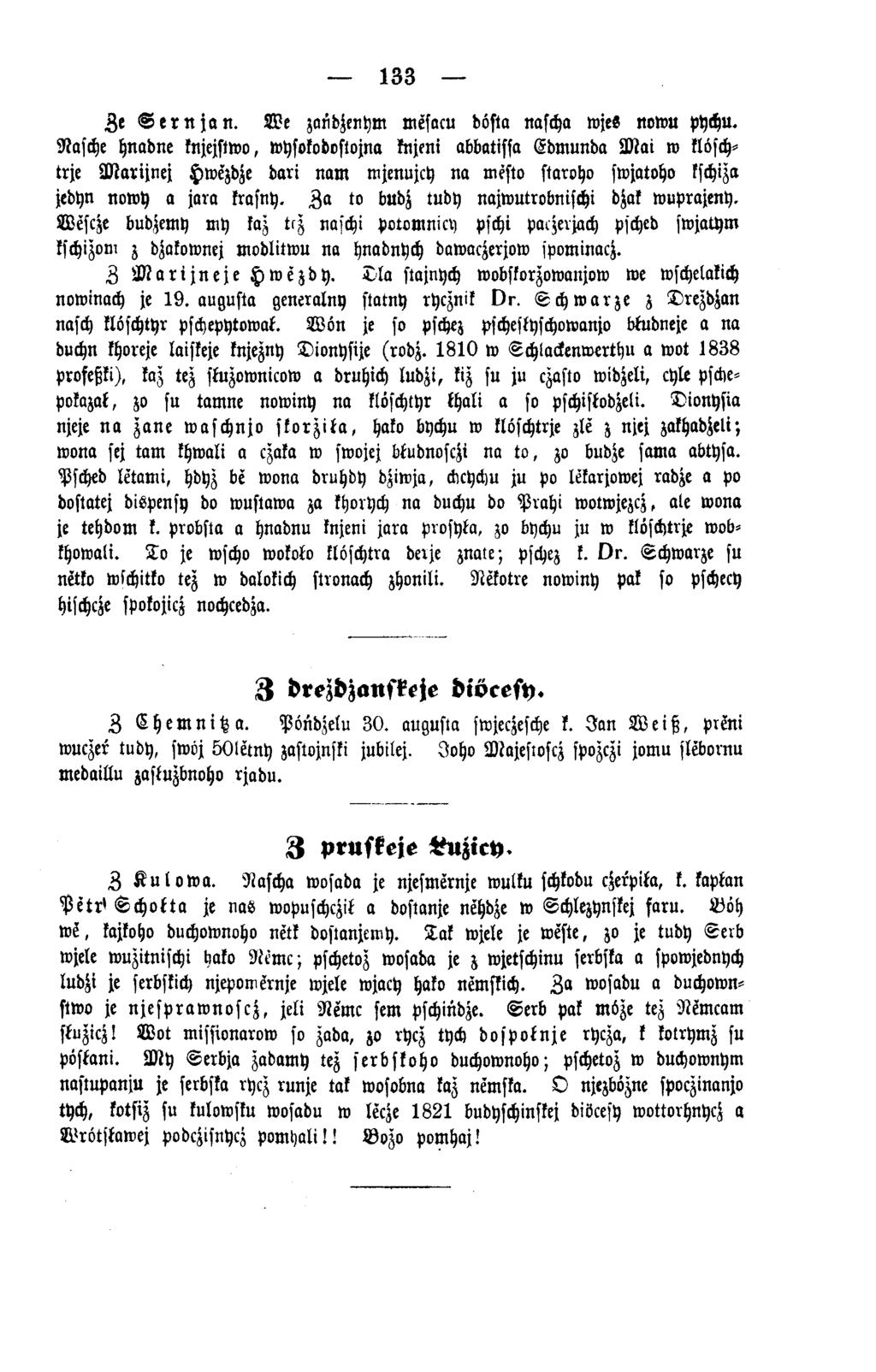 133 Z e S e r n j a n. W e zaödjenhm mesacu dösta nascha wjes now u pychu.