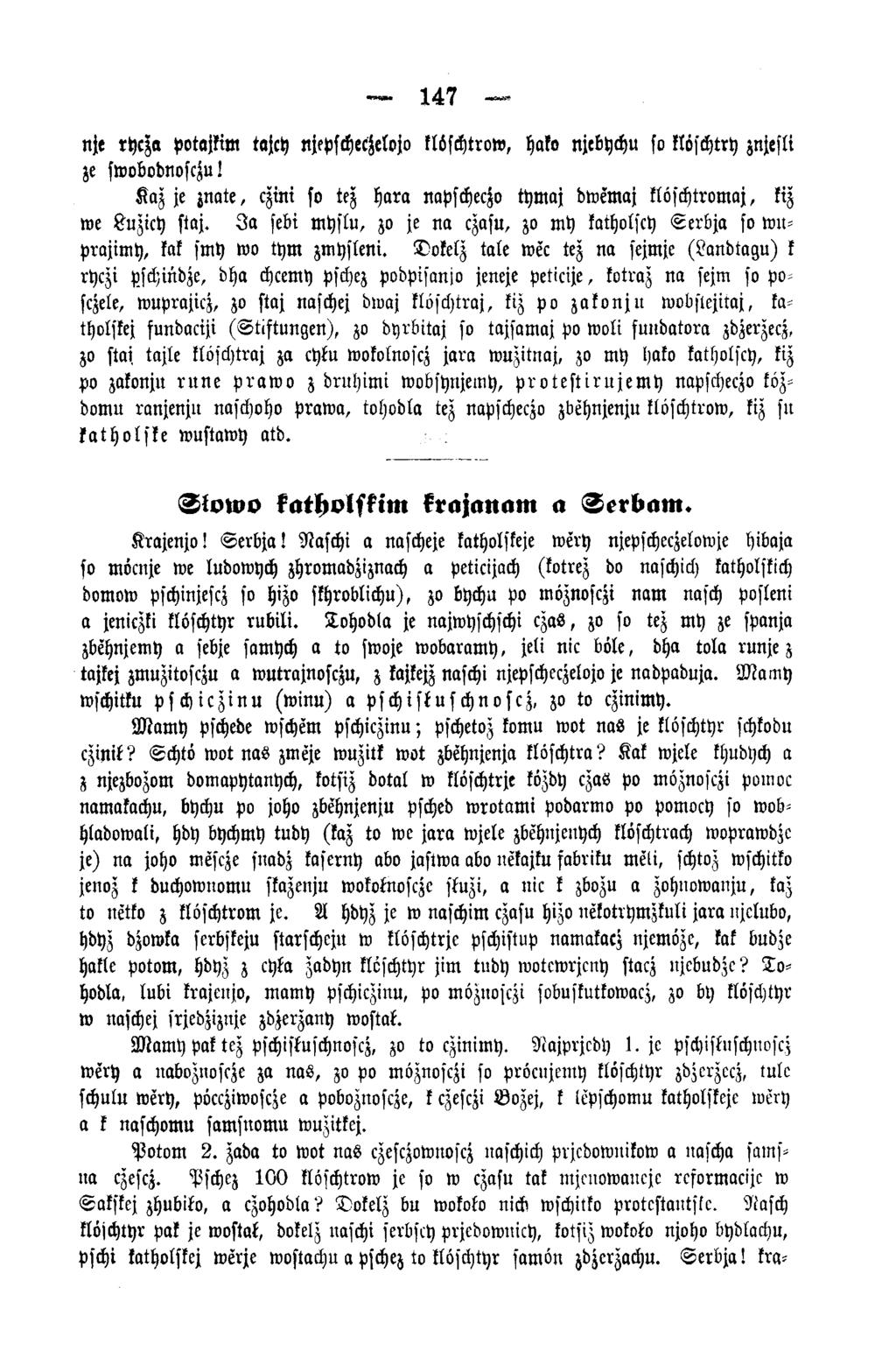 147 nje rhcza potajkim tajch njepschecstlojo klöschtrow, hako njebychu so klöschtry znjesli ze ftoobotmofc^u!