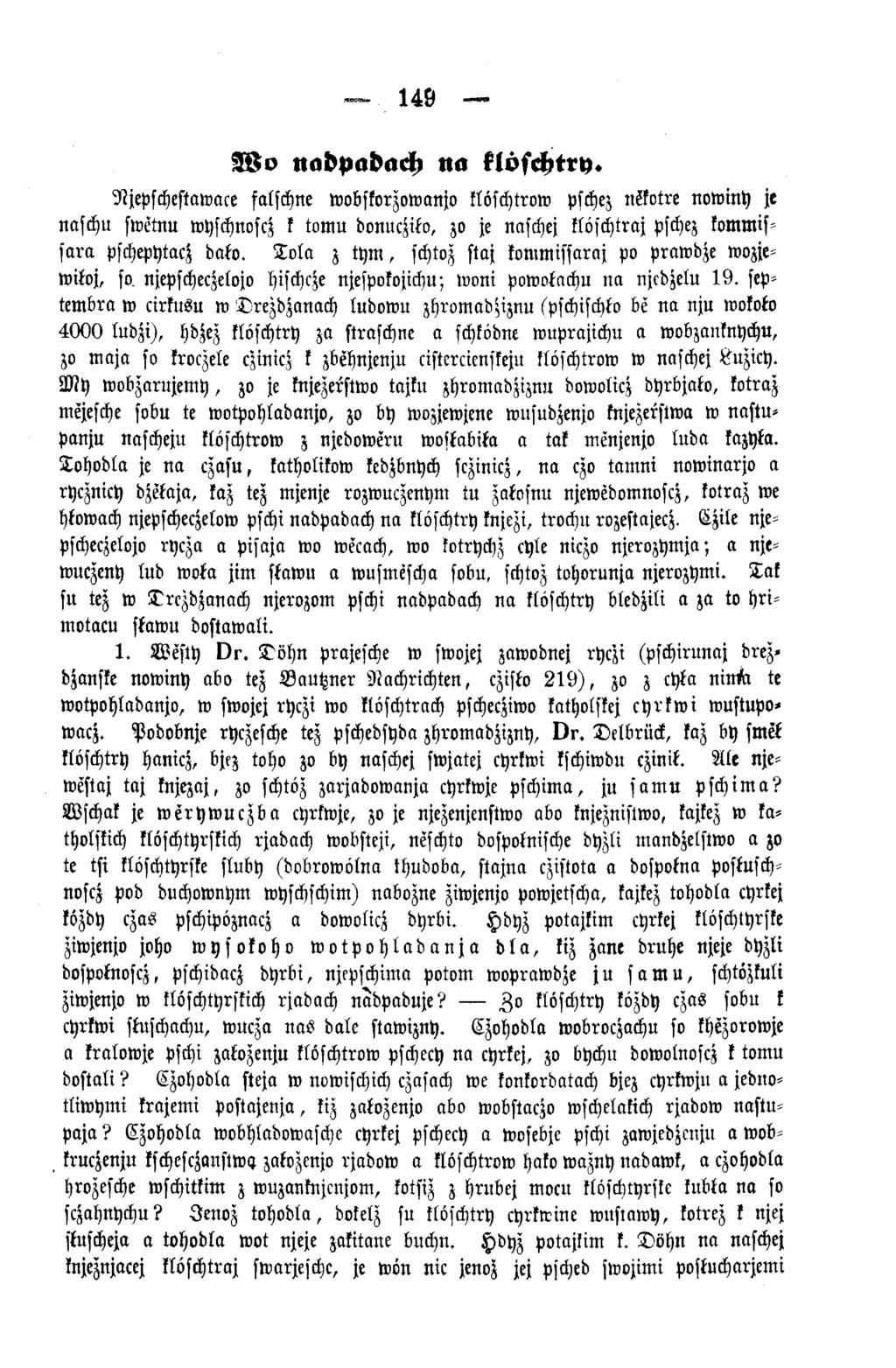 149 Wo nadpadach na klöschtry.