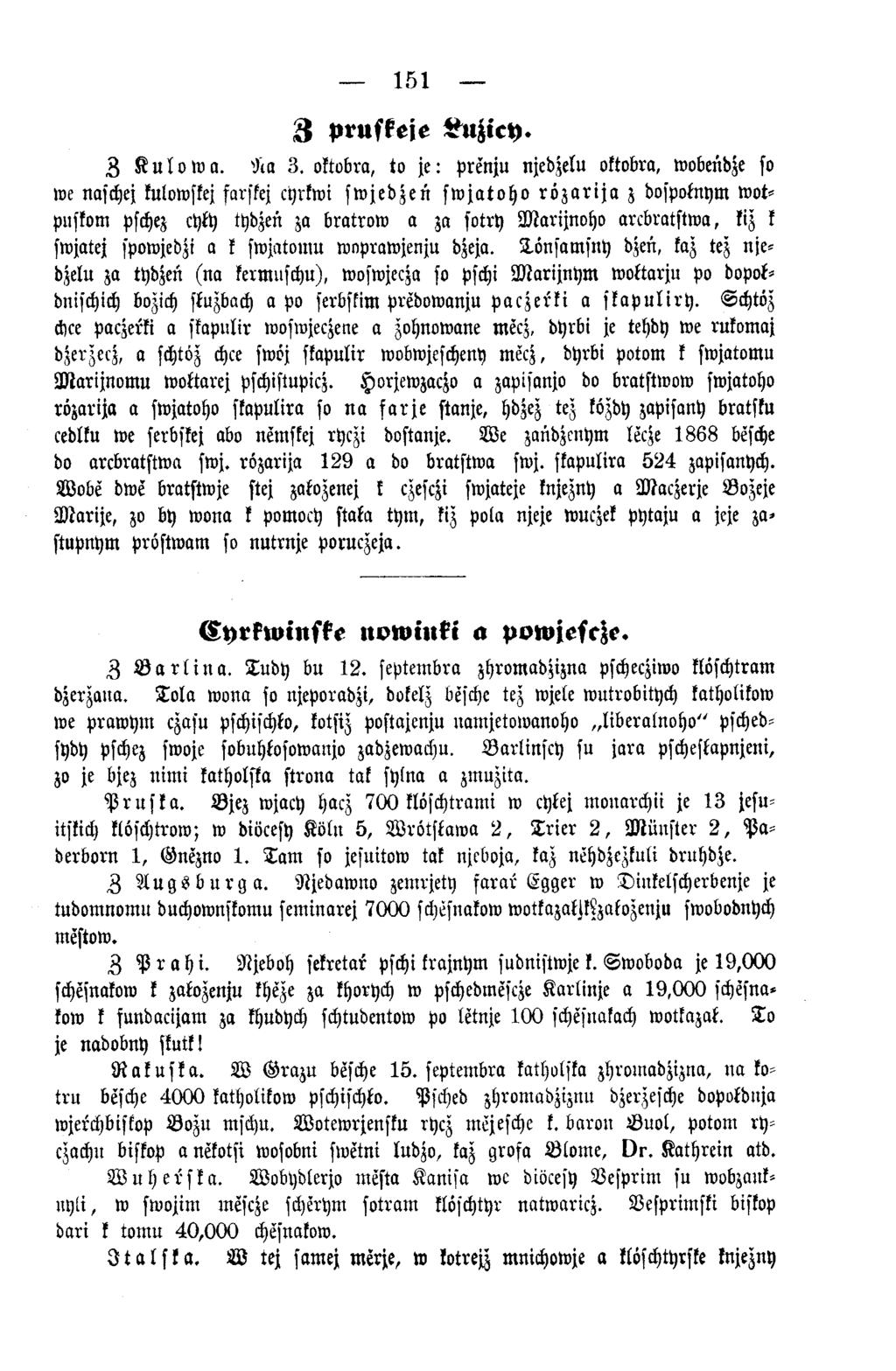 151 3 prufkeje LuZicy. Z K u l o w a. N a 3.