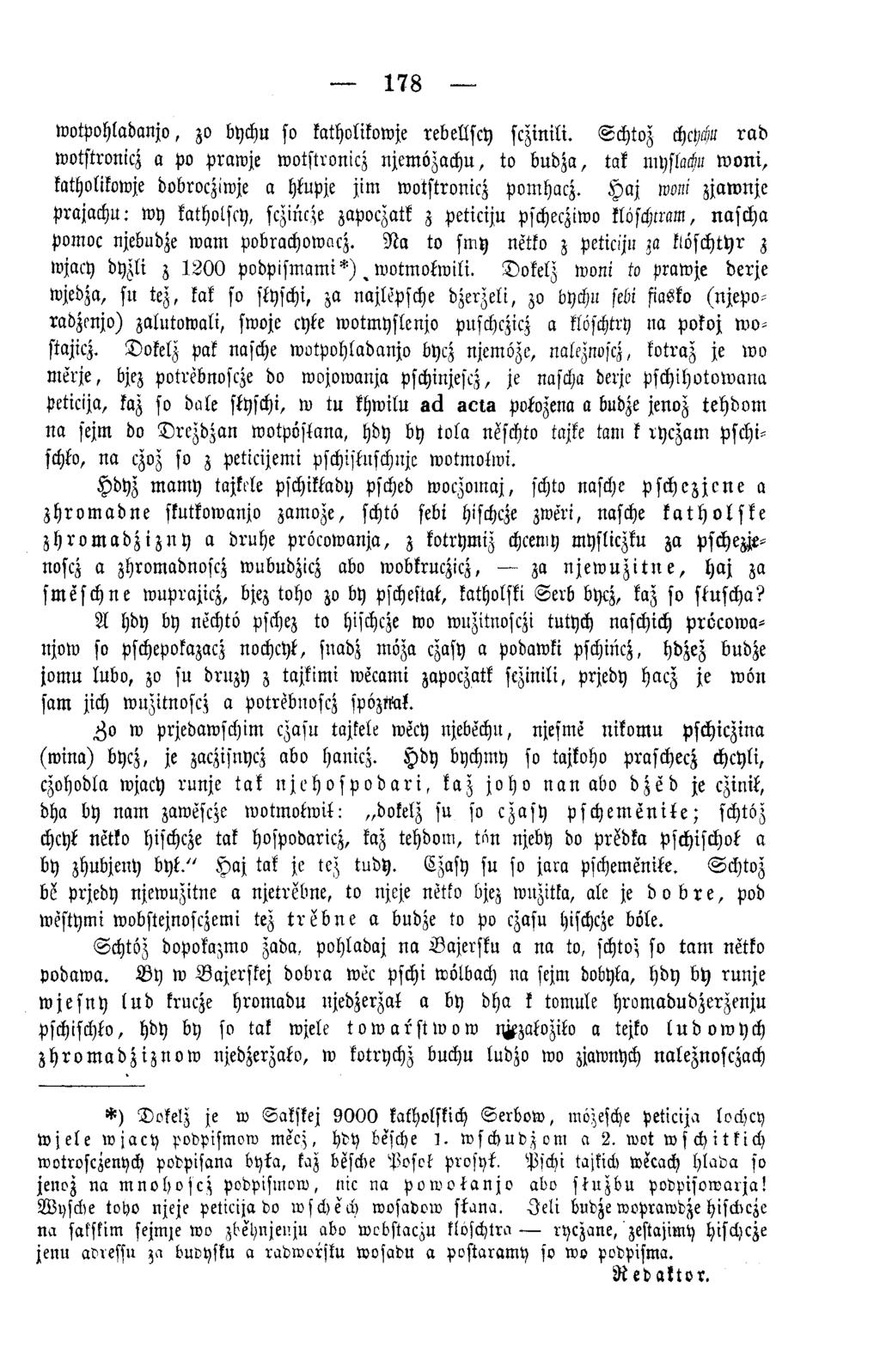 178 w otpohladanjo, zo bychu so kathvlikowje rebellscy sczinili.