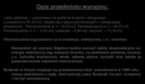pomieszczeń o następującej powierzchni: Pomieszczenie nr 1 14,43