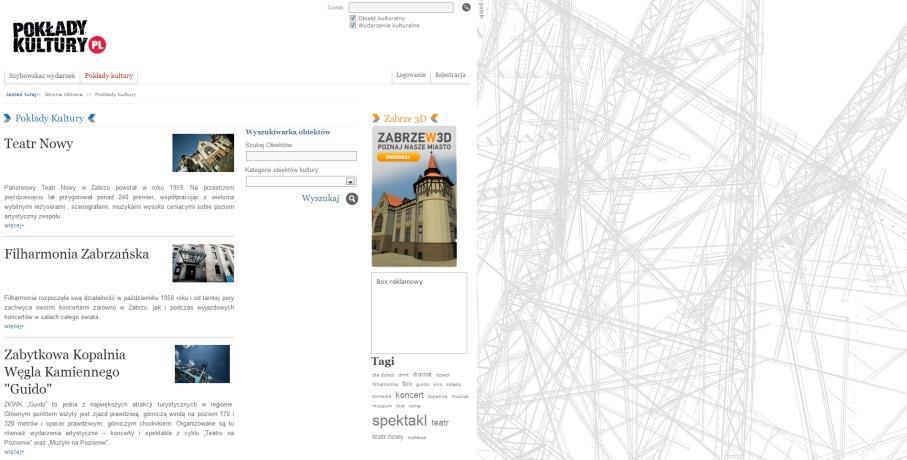 SK - w Sieci Kultury utworzenie systemu e-informacji kulturalnej na terenie Gminy Zabrze Korzyści: utworzenie jednego