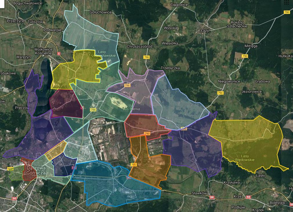 WYTYCZNE DOTYCZĄCE ILOŚCI I GRANIC JEDNOSTEK POMOCNICZYCH MIASTA DĄBROWA GÓRNICZA WYPRACOWANE W PROCESIE KONSULTACJI SPOŁECZNYCH https://www.google.com/maps/d/viewer?