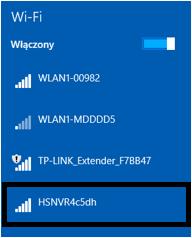 PRZYGOTOWANIE NAGRYWARKI DO POŁĄCZENIA ZE WZMACNIACZEM Domyślnie sieć WiFi nagrywarki nie jest widoczna, aby uwidocznić sieć, należy