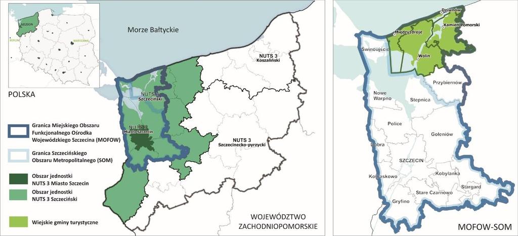 3.4 Województwo Zachodniopomorskie Obszar SOM, Polska Województwo zachodniopomorskie zlokalizowane jest w północno-zachodniej części Polski na południowym brzegu Morza Bałtyckiego, gdzie znaczna