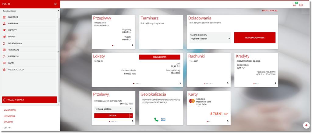 Pełnym, pozwalającym na zmianę pełnej szaty graficznej. Poniżej zaprezentowano przykładowy ekran pulpitu użytkownika w zmienionej kolorystyce.