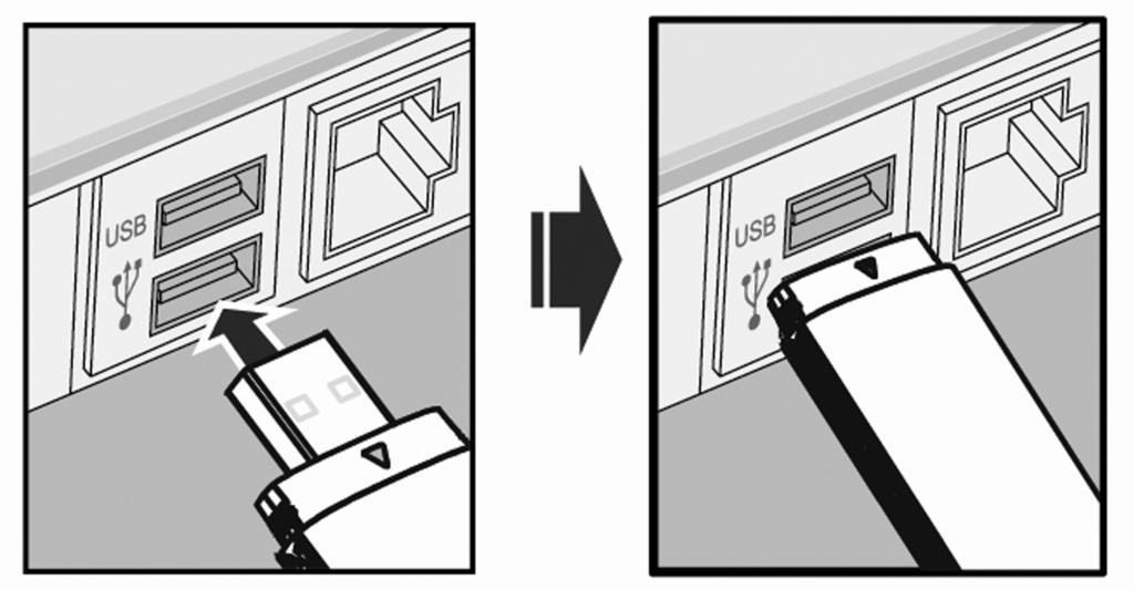 Connecting the Modem to Your PC 1. Plug the USB connector into the USB port and make sure it is tightly inserted. 2.