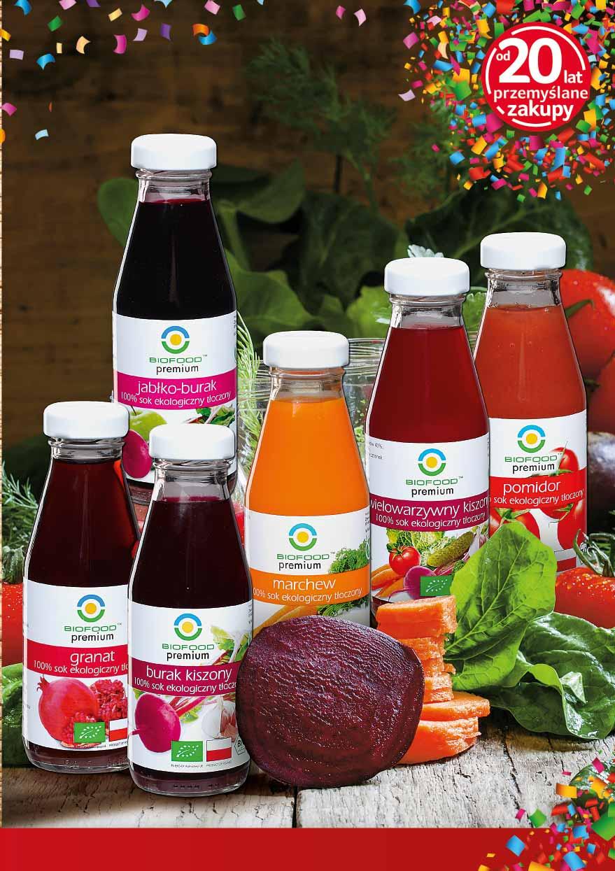 BIO SOK Z GRANATU 200 ML 55741631 6 99 z VAT 7.34 BIO SOK JABŁKO-BURAK 200 ML w promocji również z kapusty kiszonej i buraka kiszonego 55683924 3 99 z VAT 4.