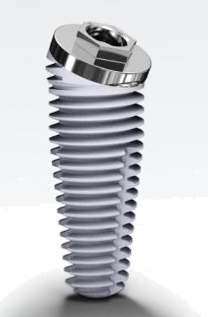 Implant Co-Axis jest wskazany do stosowania w sytuacjach, w których długa oś konwencjonalnego implantu nie pokrywałaby się z główną osią uzupełnienia protetycznego, co skutkowałoby problemami z