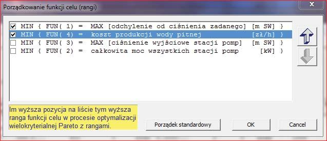 wielokryterialnej. Dla potrzeb ciśnieniowej optymalizacji pompowni zdefiniowano cztery następujące kryteria (rys. 8): 1.