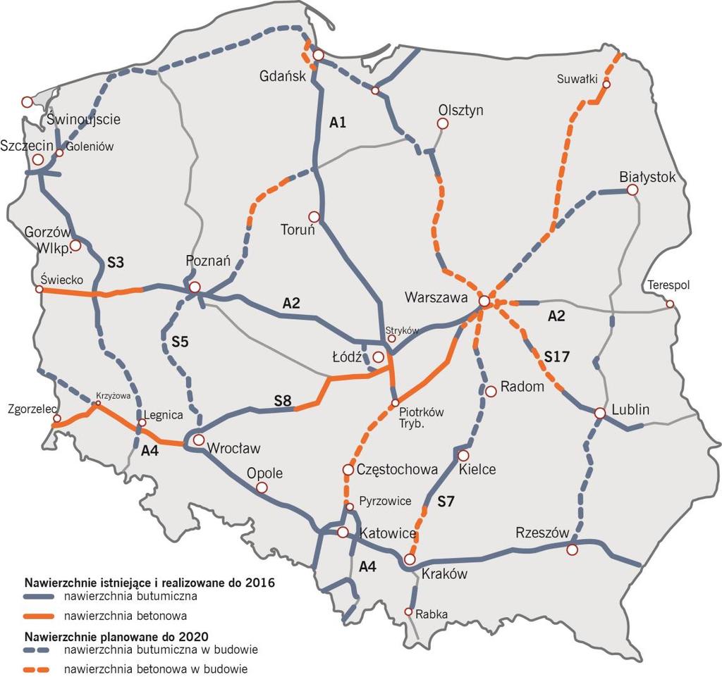 Plan budowy dróg do roku 2023 Przewiduje się, że do 2023 roku powstanie ok.