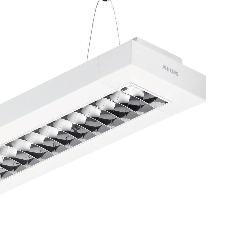 Cechy Simple design MASTER TL5 lamps; suitable for use with high-frequency gear Mini optics; performance compliant with EN-12464 norms Integrated Luxsense daylight controller available Easily
